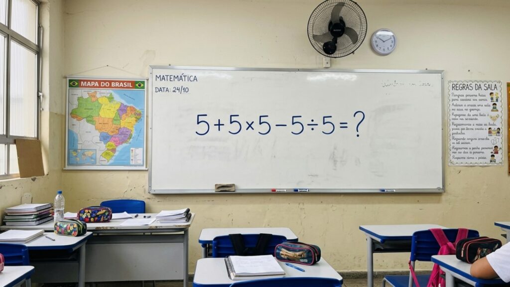 Parece uma conta básica, mas muitos adultos erram: quanto é 5 + 5 × 5 − 5 ÷ 5?