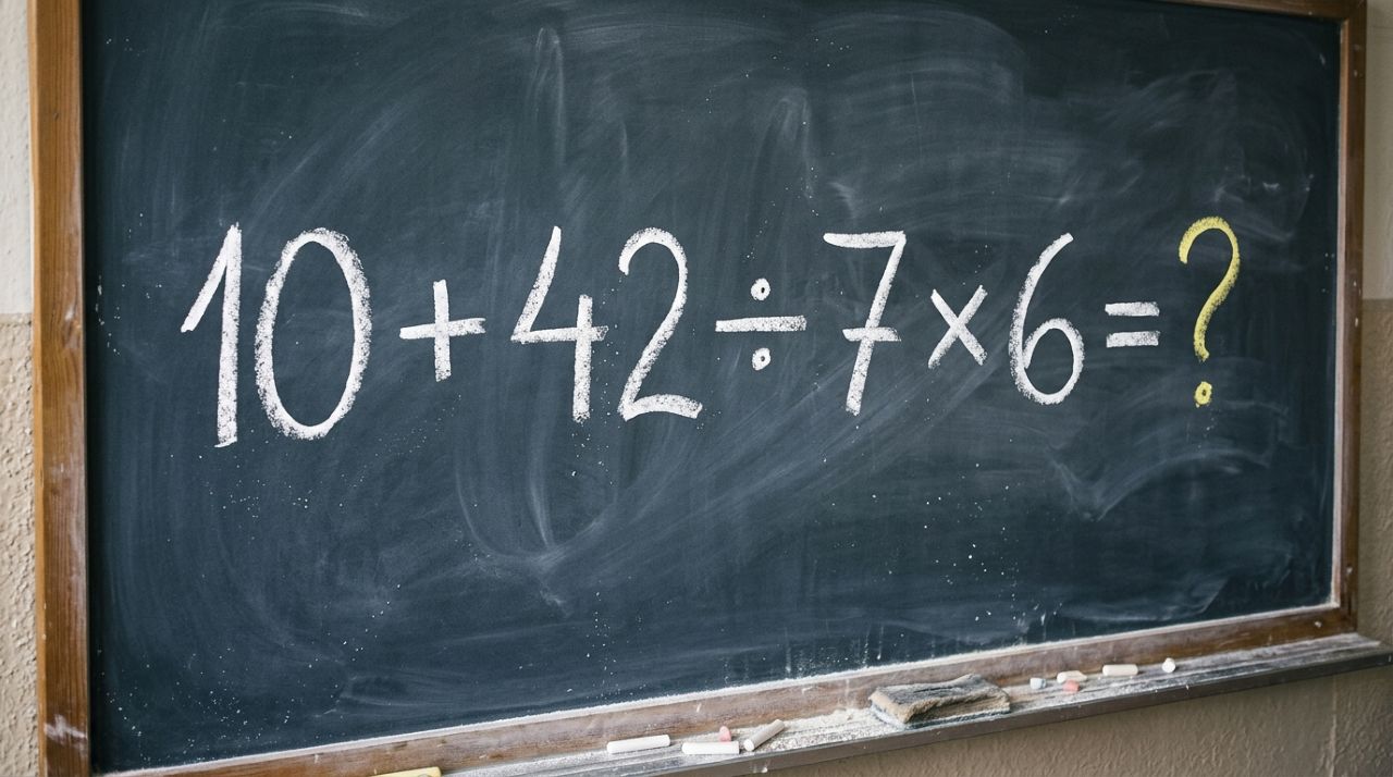 Quem estudou nos anos 90 vai precisar recuperar uma regra esquecida para vencer este desafio: 10 + 42 ÷ 7 × 6