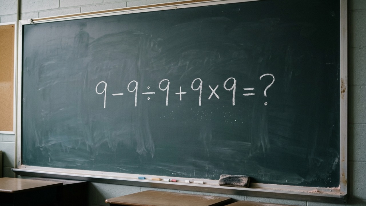 Uma regra aprendida na escola decide o resultado de 9 − 9 ÷ 9 + 9 × 9