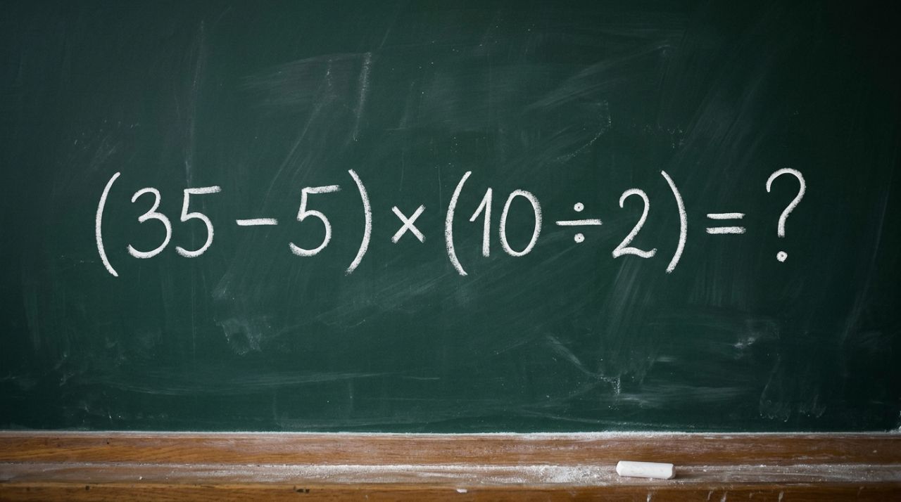 Se você lembra das aulas de matemática, resolva: (35 − 5) × (10 ÷ 2)