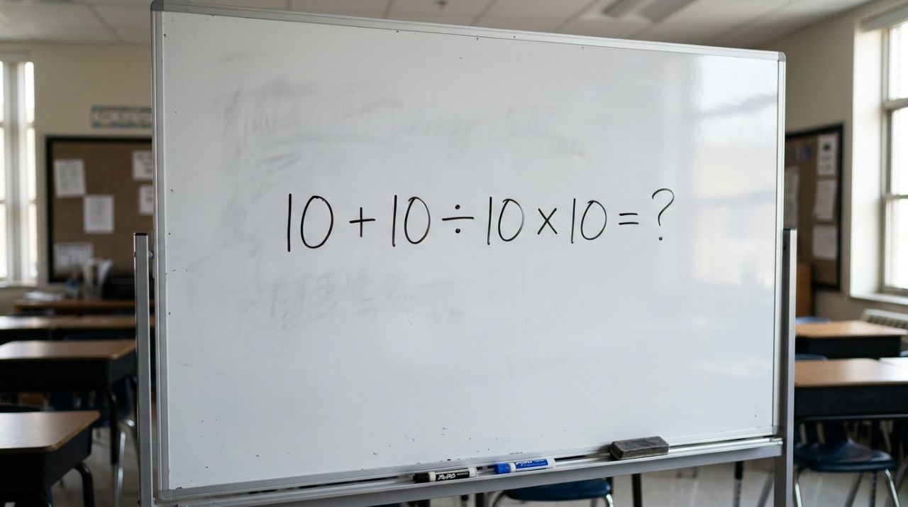 Parece uma conta básica, mas muita gente esquece uma regra: 10 + 10 ÷ 10 × 10