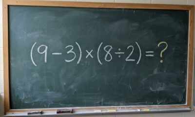 Se você lembra das aulas de matemática, resolva: (9 − 3) × (8 ÷ 2)