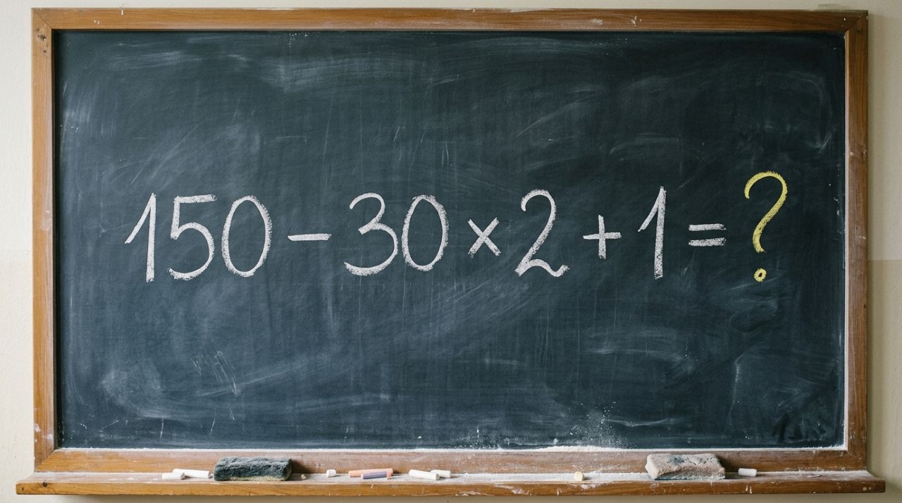 Não precisa de calculadora, apenas lembrar uma regra: 150 − 30 × 2 + 1