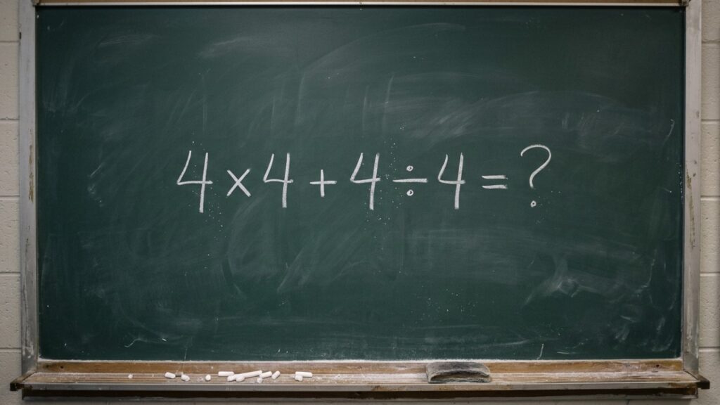 Parece fácil demais para precisar de calculadora: quanto é 4 × 4 + 4 ÷ 4?
