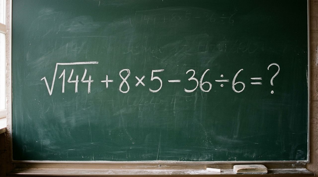 A maioria começa pela parte errada: resolva √144 + 8 × 5 − 36 ÷ 6 sem calculadora e prove que você domina a matemática básica