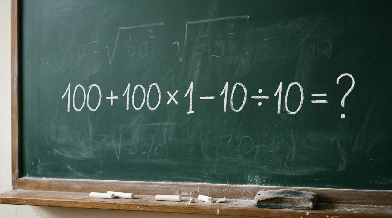 Resolva 100+ 100 × 1 − 10 ÷ 10 sem calculadora: a maioria dos adultos erra no segundo passo porque esquece uma regra aprendida na escola