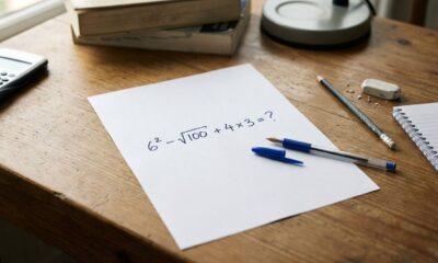 Esse desafio matemático parece ter saído de um livro escolar dos anos 80 e testa sua memória com 6² − √100 + 4 × 3