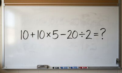Resolva 10 + 10 × 5 − 20 ÷ 2 sem calculadora: a maioria dos adultos erra no segundo passo porque esquece uma regra aprendida na escola