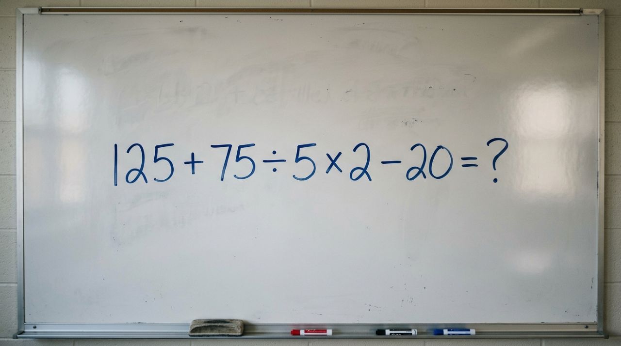 Quanto é 125 + 75 ÷ 5 × 2 − 20? A conta parece fácil até você perceber que multiplicar primeiro nem sempre é a escolha certa