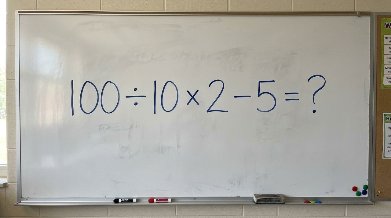 Desafio para quem gosta de números: resolva 100 ÷ 10 × 2 − 5 em menos de 20 segundos