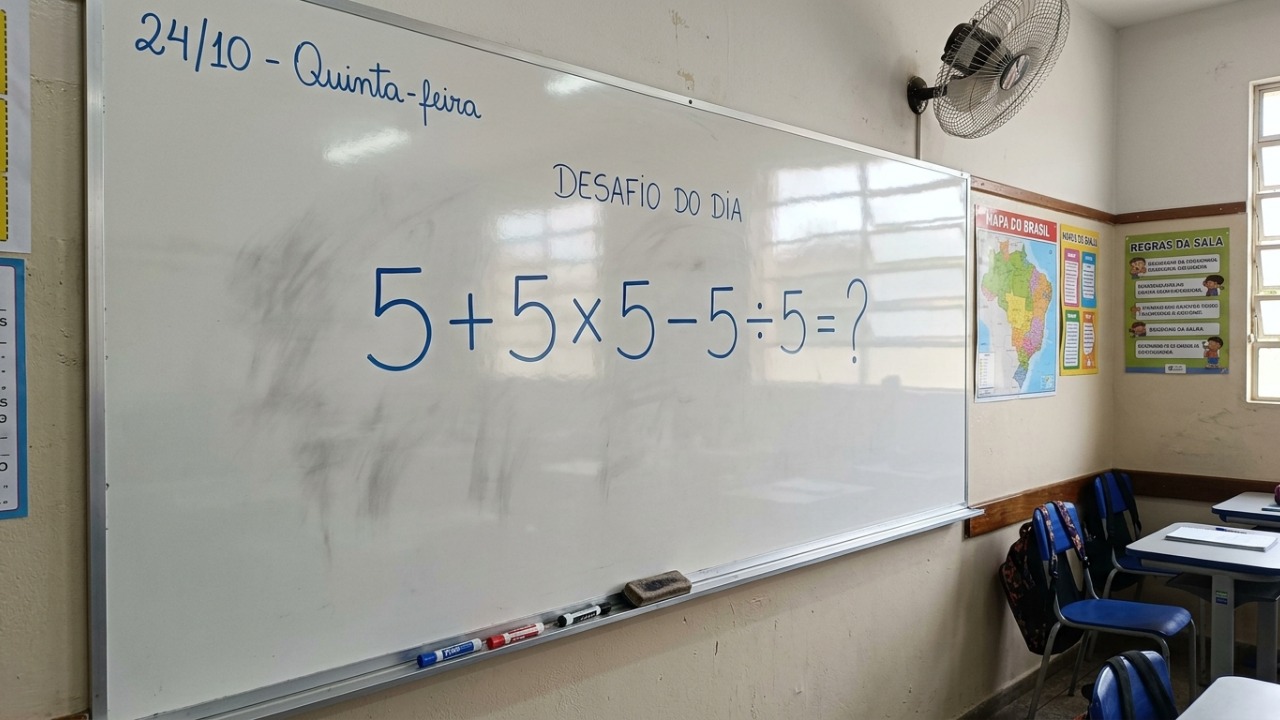 Parece uma conta básica, mas muitos adultos erram: quanto é 5 + 5 × 5 − 5 ÷ 5?