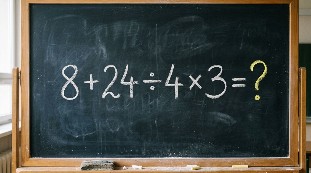 Parece uma conta de criança, mas muita gente esquece uma regra importante ao tentar resolver 8 + 24 ÷ 4 × 3