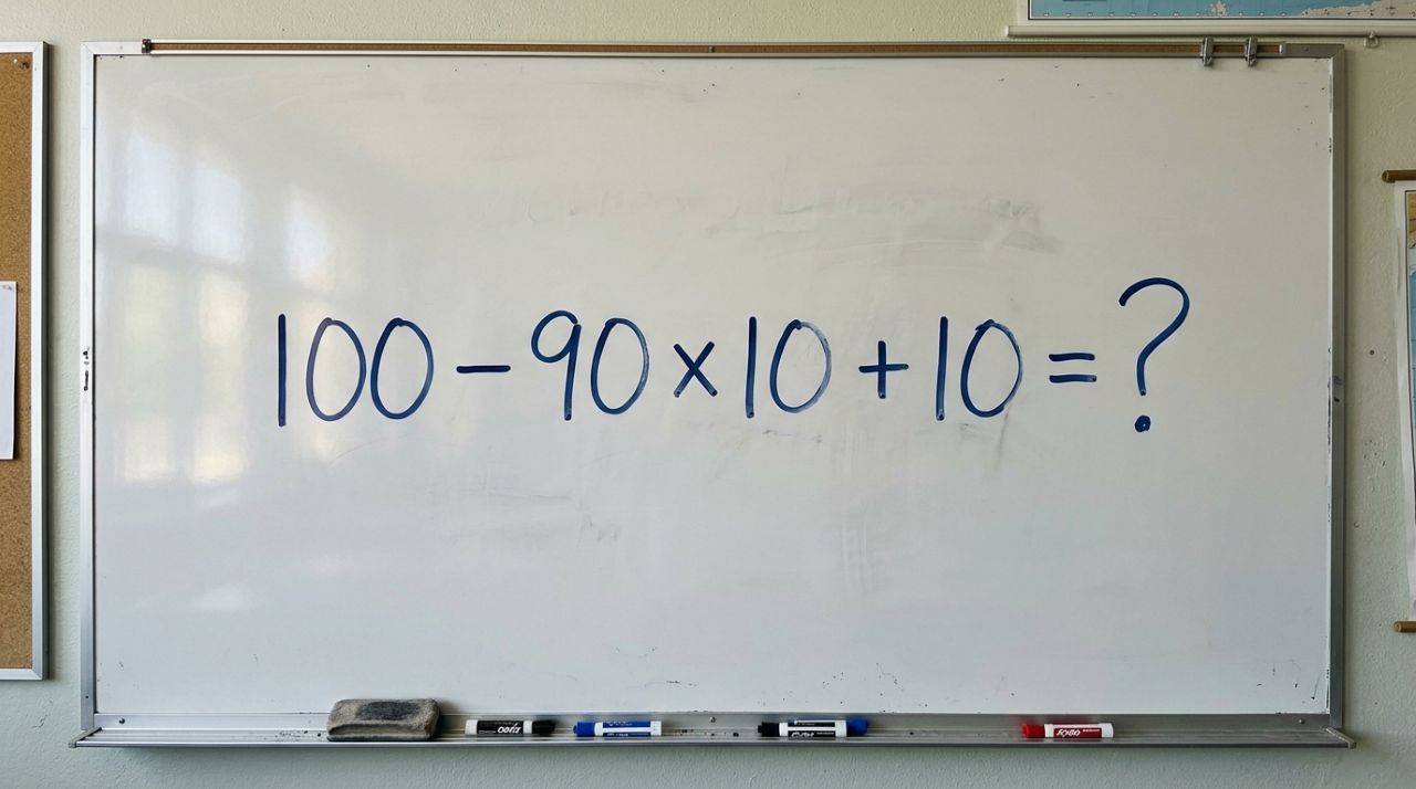 Não precisa de calculadora, apenas lembrar uma regra: 100 − 90 × 10 + 10