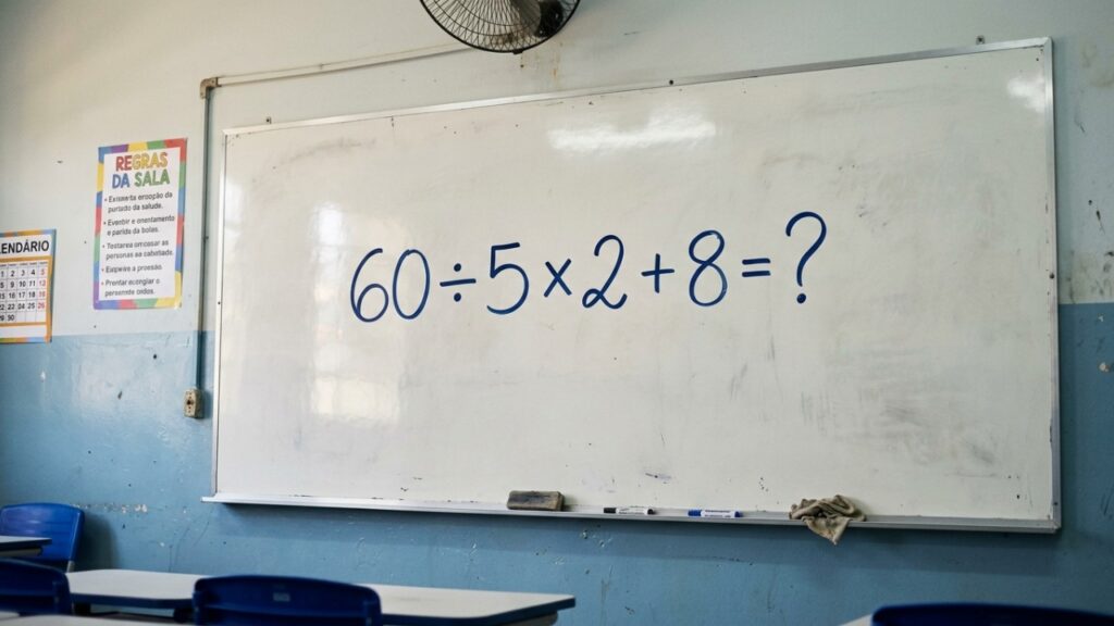Só os mais atentos resolvem 60 ÷ 5 × 2 + 8 de cabeça, sem calculadora e sem se confundir