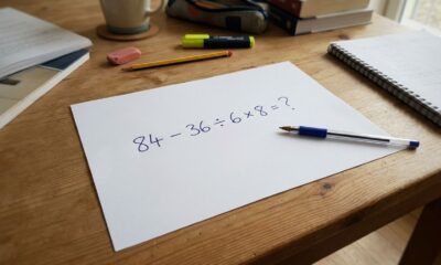 Quem passou pela escola antes dos anos 2000 deveria resolver esta conta sem calculadora: 84 − 36 ÷ 6 × 8
