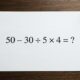 Expressão matemática 50 − 30 ÷ 5 × 4 = ? impressa em uma folha branca, ao lado de um lápis e um cronômetro marcando 15 segundos. - Imagem ilustrativa criada por inteligência artificial