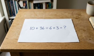 Essa conta parece fácil para quem estudou nos anos 90, mas a ordem pode enganar: 10 + 36 ÷ 6 × 3
