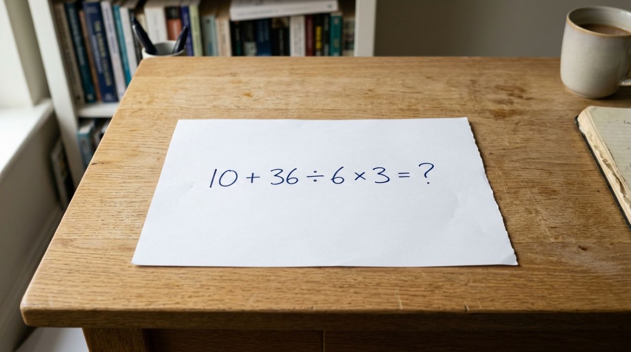 Essa conta parece fácil para quem estudou nos anos 90, mas a ordem pode enganar: 10 + 36 ÷ 6 × 3