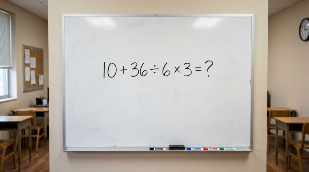 Essa conta parece fácil para quem estudou nos anos 90, mas a ordem pode enganar: 10 + 36 ÷ 6 × 3