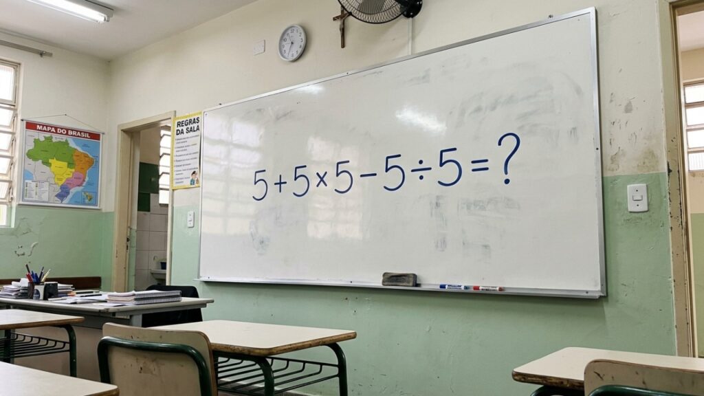 Parece uma conta básica, mas muitos adultos erram: quanto é 5 + 5 × 5 − 5 ÷ 5?