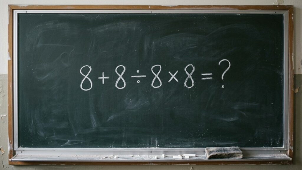 Parece uma conta básica, mas muita gente esquece por onde começar: 8 + 8 ÷ 8 × 8