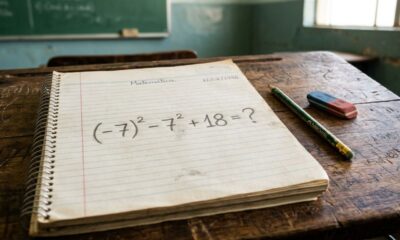 Quem estudou matemática nos anos 80 e 90 consegue resolver (−7)² − 7² + 18 sem confundir os sinais?