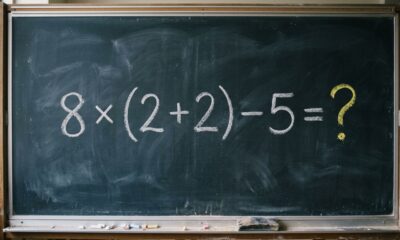 Você consegue descobrir o resultado sem calculadora? 8 × (2 + 2) − 5