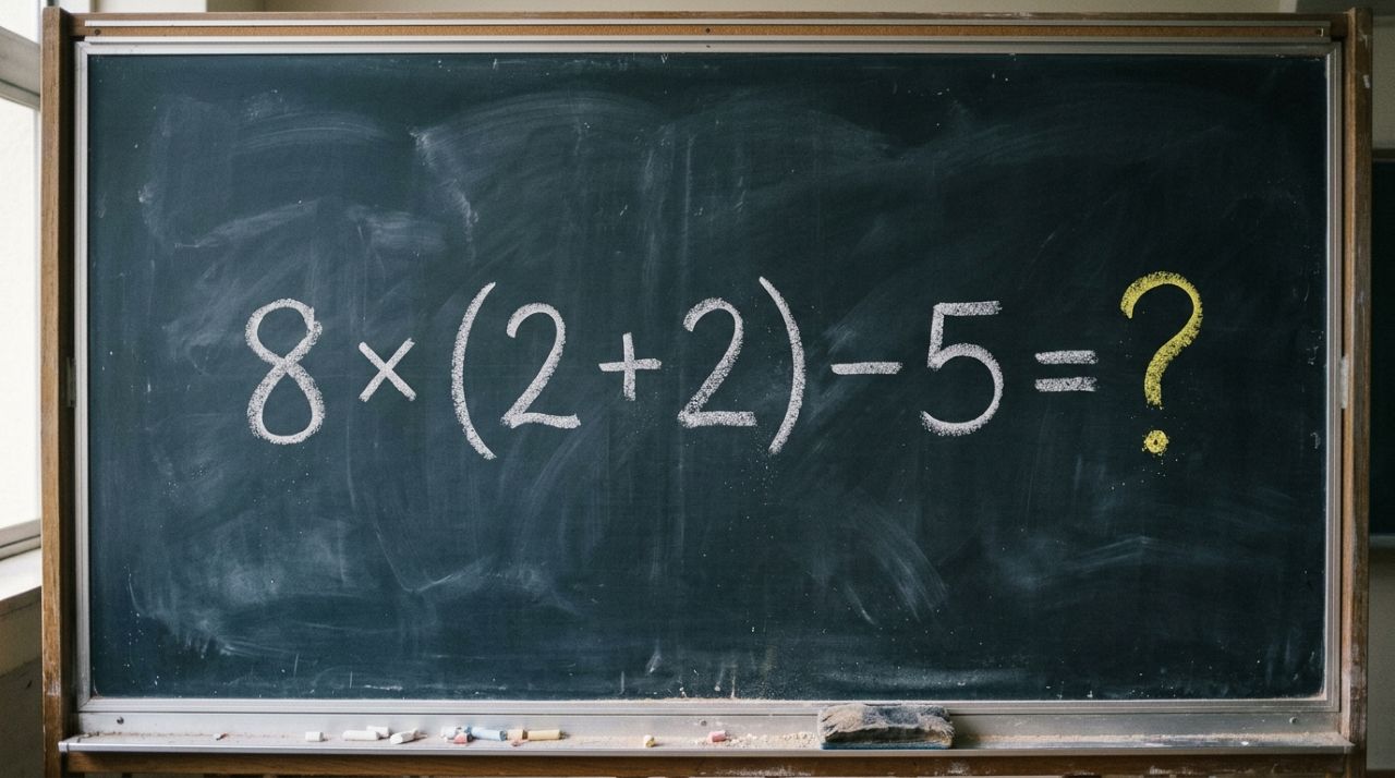 Você consegue descobrir o resultado sem calculadora? 8 × (2 + 2) − 5
