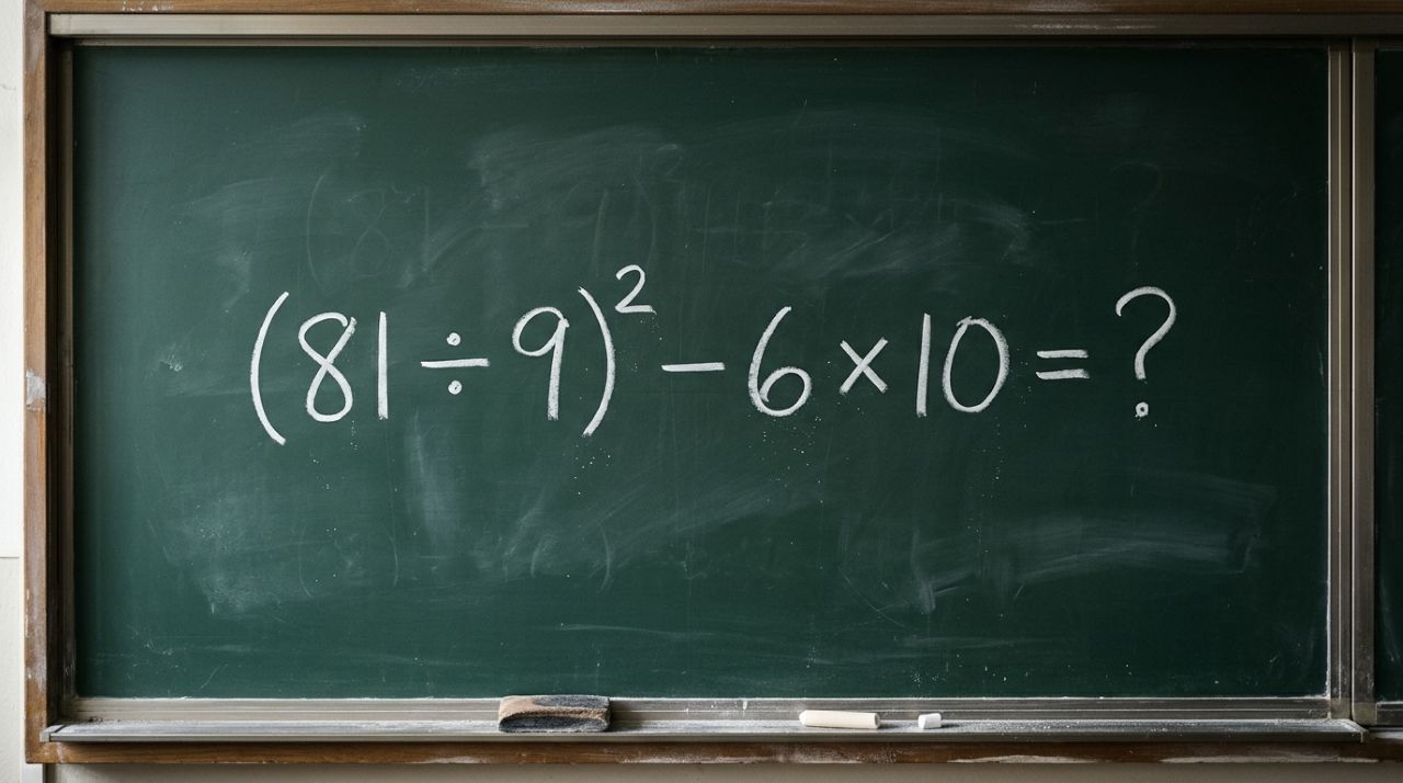 Quem decorava a tabuada na escola consegue encontrar o resultado de (81 ÷ 9)² − 6 × 10 sem fazer rascunho?