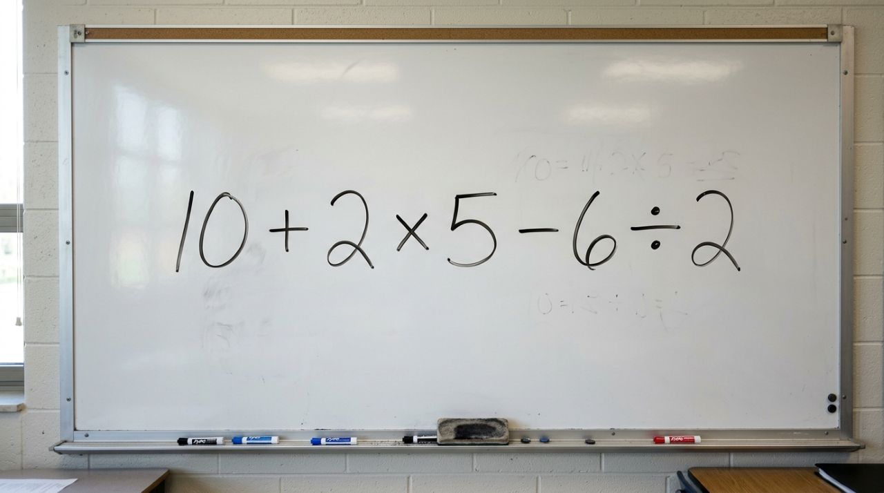 Resolva 10 + 2 × 5 − 6 ÷ 2 sem calculadora: a maioria dos adultos erra no segundo passo porque esquece uma regra aprendida na escola