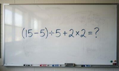 A maioria começa pela parte errada: (15 – 5) ÷ 5 + 2 × 2