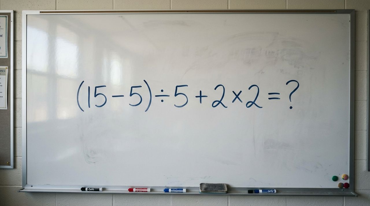 A maioria começa pela parte errada: (15 – 5) ÷ 5 + 2 × 2