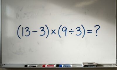 Se você lembra das aulas de matemática, resolva: (13 − 3) × (9 ÷ 3)