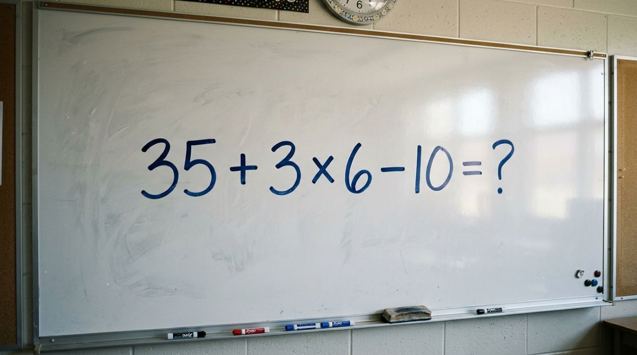 Quem estudou matemática nos anos 80 deveria conseguir resolver esta conta: 35 + 3 × 6 − 10