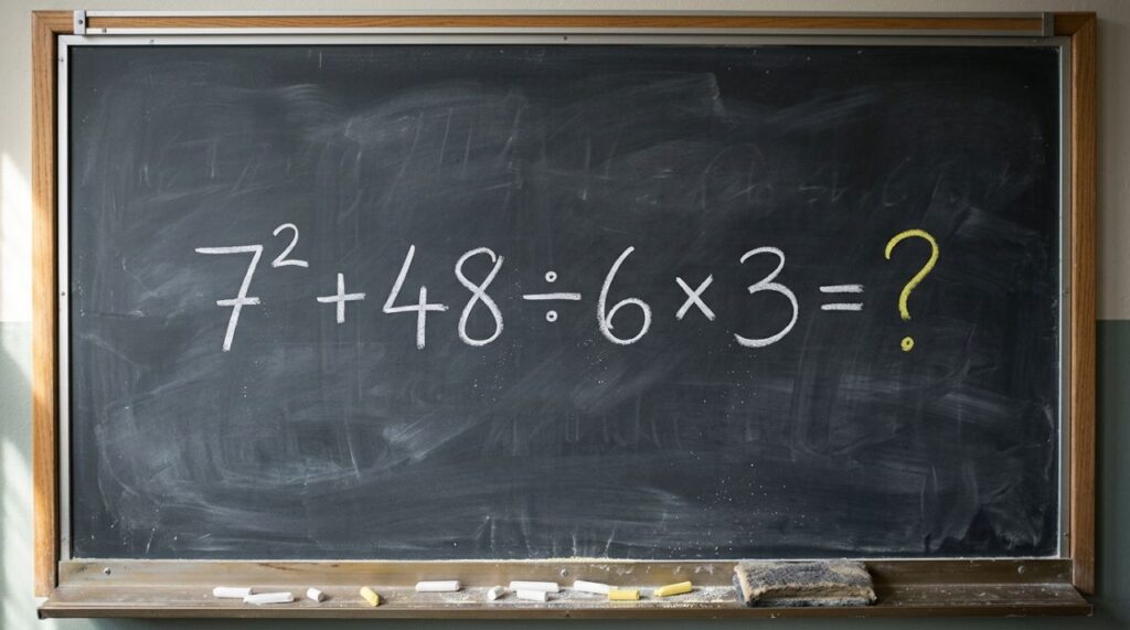 Seu primeiro palpite pode ser o maior erro neste desafio de matemática básica: 7² + 48 ÷ 6 × 3