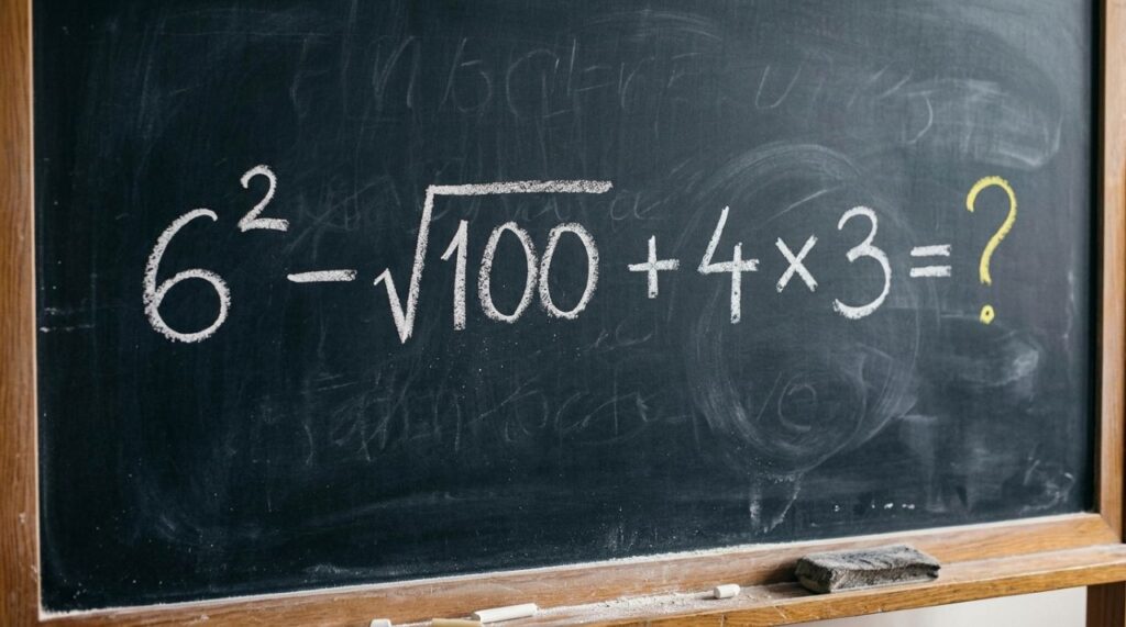 Esse desafio matemático parece ter saído de um livro escolar dos anos 80 e testa sua memória com 6² − √100 + 4 × 3