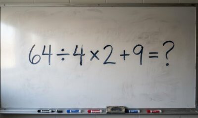 Resolva 64 ÷ 4 × 2 + 9 sem calculadora: a pegadinha está em uma regra que muita gente esquece depois de sair da escola
