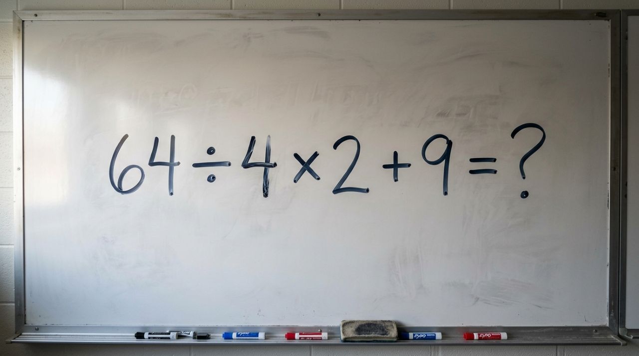 Resolva 64 ÷ 4 × 2 + 9 sem calculadora: a pegadinha está em uma regra que muita gente esquece depois de sair da escola