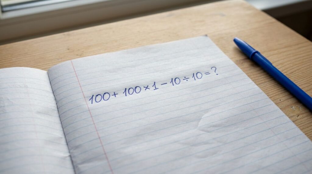 Resolva 100+ 100 × 1 − 10 ÷ 10 sem calculadora: a maioria dos adultos erra no segundo passo porque esquece uma regra aprendida na escola
