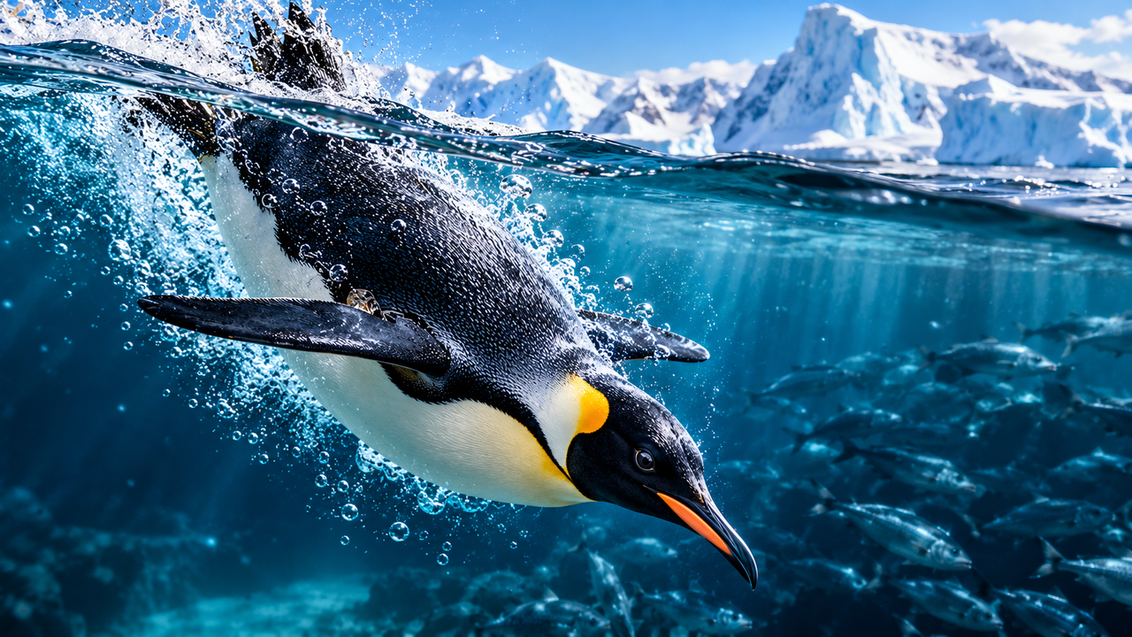 O segredo dos pinguins para mergulhar em busca de alimento sem respirar durante vários minutos e como o armazenamento de oxigênio nos músculos ajuda essas aves a explorar as profundezas do oceano