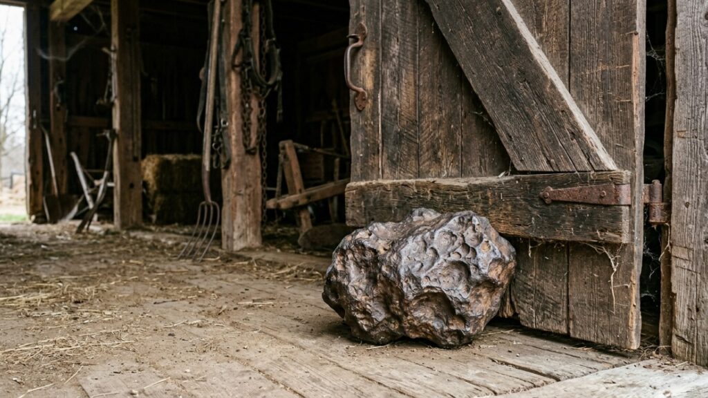 Uma pedra de 10,22 kg foi usada por décadas como peso de porta em um celeiro até descobrirem que era um raro meteorito de ferro