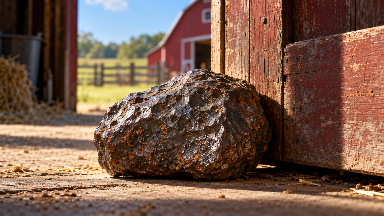 Rocha espacial de 10 kg foi usada como peso de porta por décadas em uma fazenda nos Estados Unidos até pesquisadores descobrirem que ela era um raro meteorito