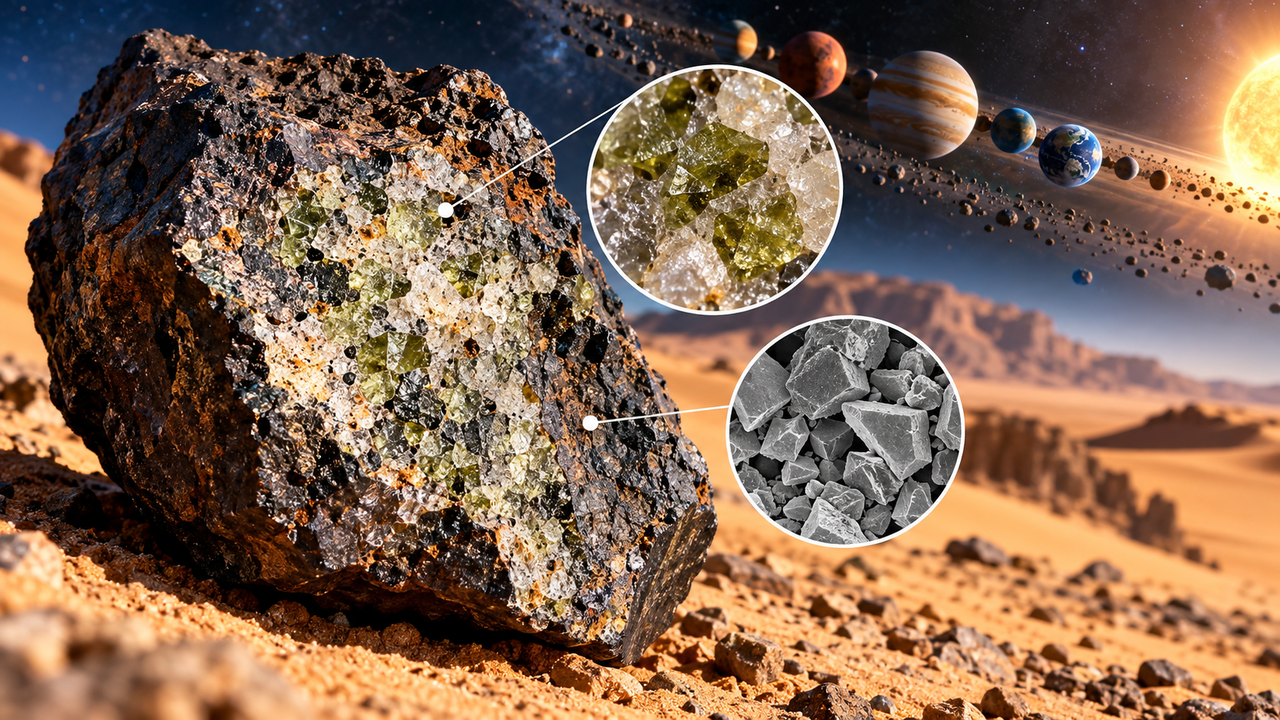 Meteorito de quase 4 bilhões de anos é encontrado no deserto e, décadas depois, cientistas descobrem minerais que ajudam a explicar como os primeiros planetas se formaram
