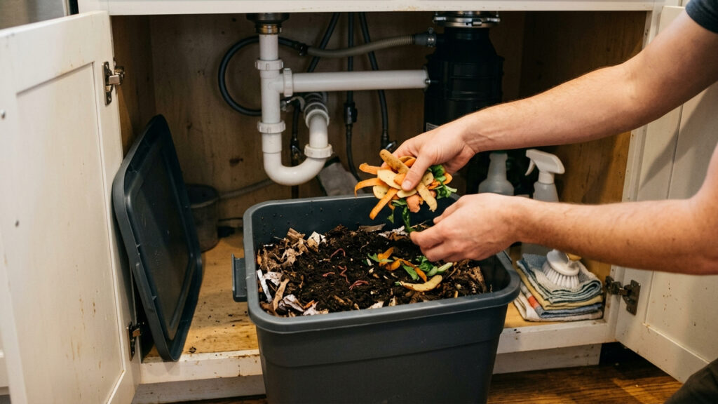 Como montar um minicomposteiro sem cheiro debaixo da pia: o passo a passo com potes plásticos para reciclar resíduos no apartamento