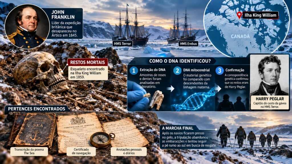 Após 181 anos, análise de DNA identifica marinheiro desaparecido na expedição de Franklin e ajuda a esclarecer o que aconteceu com a tripulação perdida no Ártico