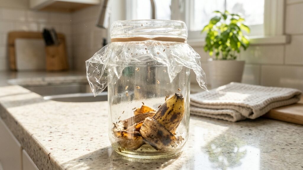 Mistura de casca de banana com detergente: a armadilha caseira simples para capturar e eliminar mosquitos-da-fruta da cozinha