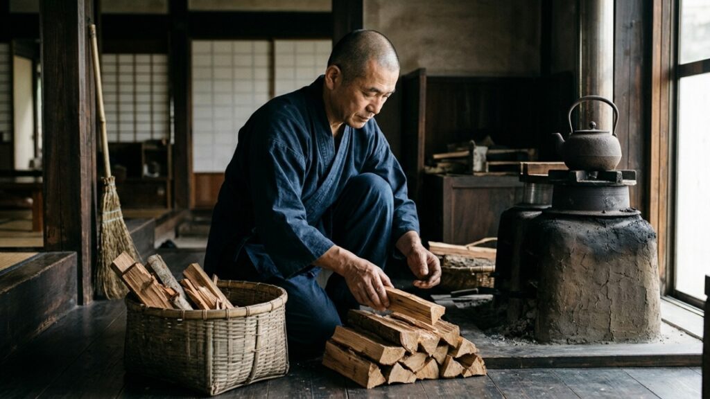 Provérbio japonês sobre a felicidade: “Antes da iluminação, corte lenha e carregue água; depois da iluminação, continue cortando lenha e carregando água” um ensinamento sobre encontrar paz nas tarefas mais simples