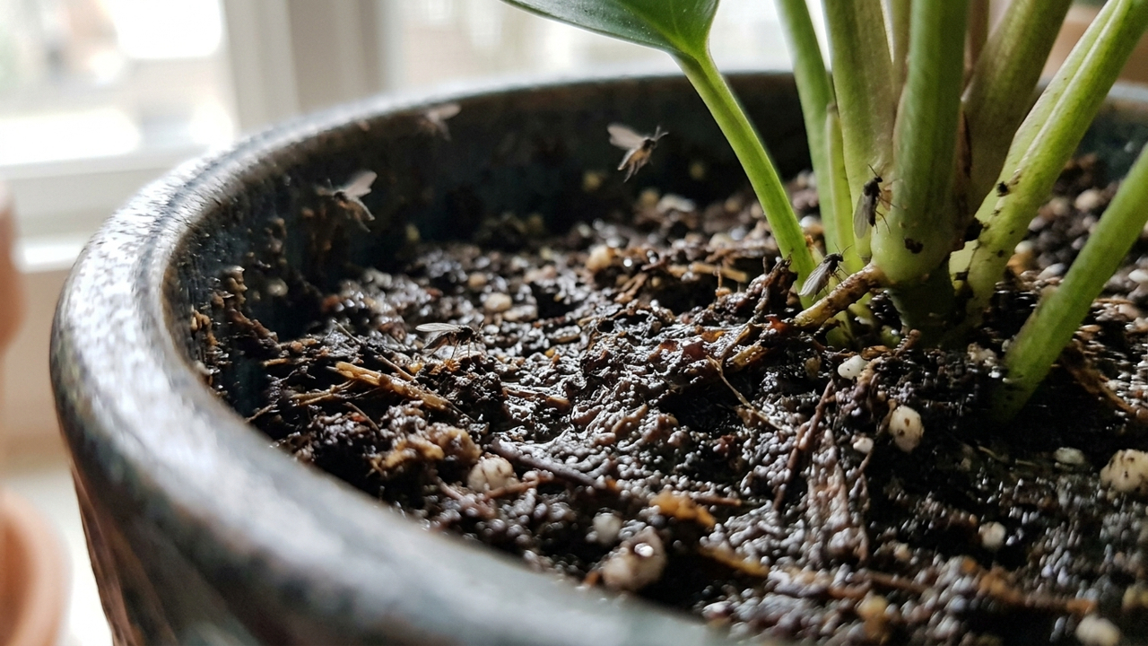 Mosquitinhos pretos voando ao redor da terra do vaso? O erro clássico de rega que está criando esse ninho invisível dentro de casa