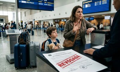 Mãe e filho estavam prestes a embarcar para o Brasil quando descobriram que o pai havia revogado a autorização de viagem; agora, ele terá que indenizá-los