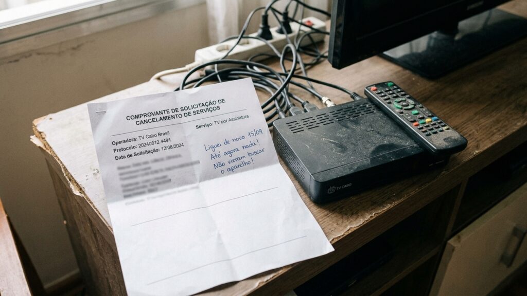 Cliente cancela TV por assinatura, operadora não agenda a retirada do aparelho e Justiça anula cobrança abusiva de R$ 600 reais de multa